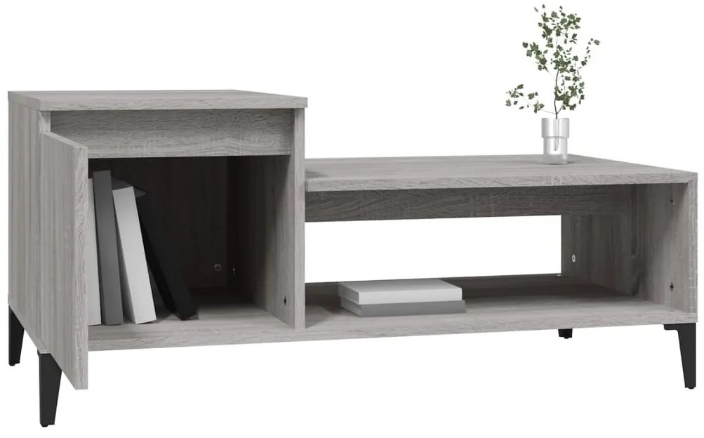 Szürke sonoma szerelt fa dohányzóasztal 100 x 50 x 45 cm