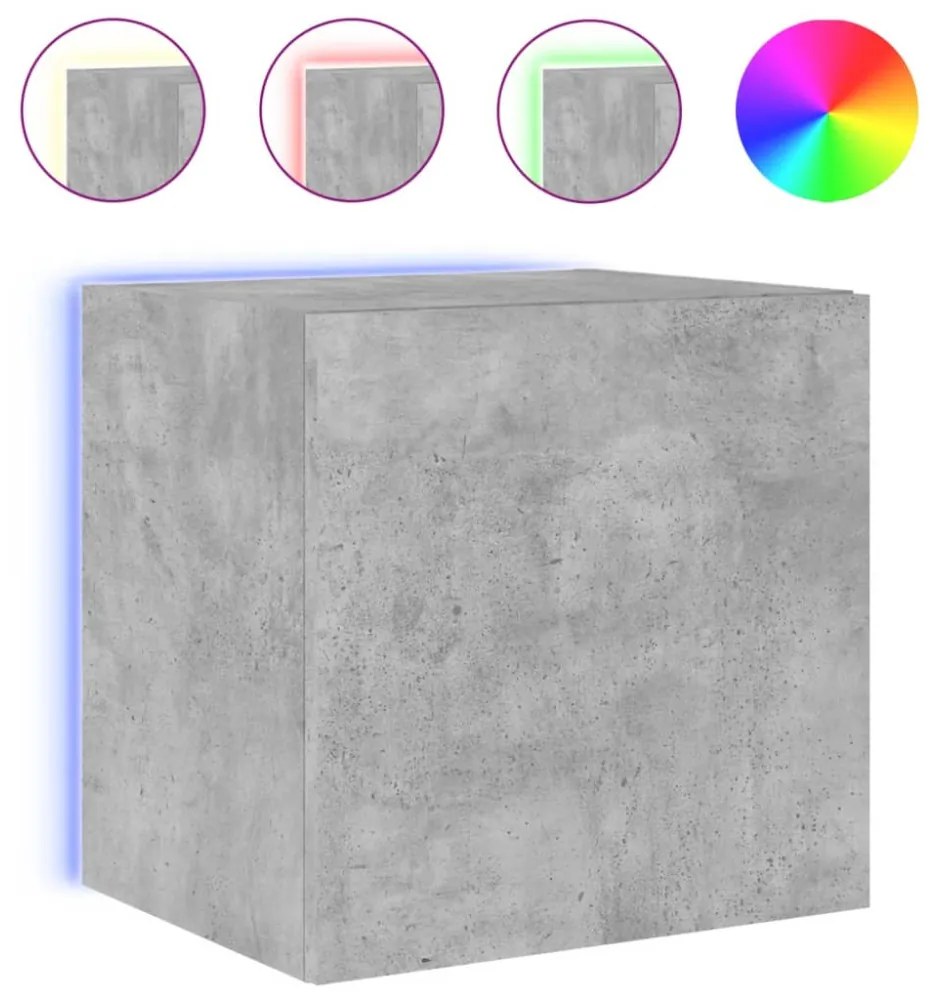 2 db betonszürke fali TV-szekrény LED-del 40,5x35x40 cm
