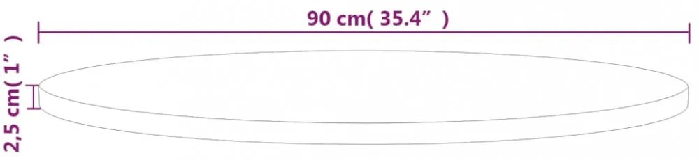 kerek kezeletlen tömör tölgyfa asztallap Ø90 x 2,5 cm
