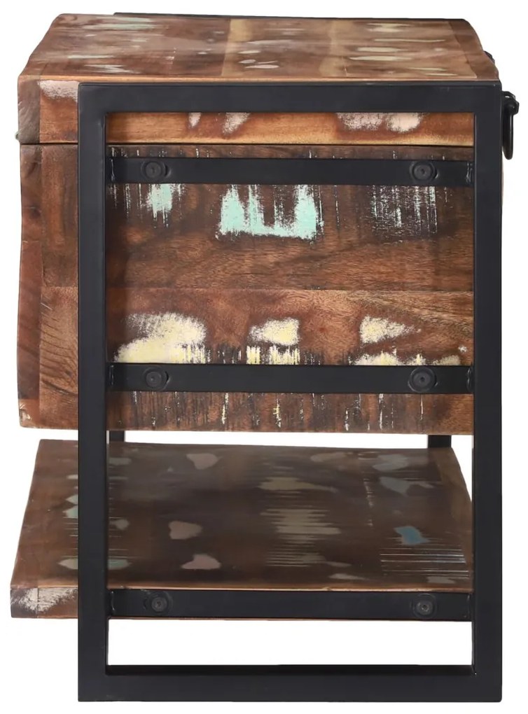 Tároló láda Többszínű 80x35x45 cm Tömör Fa Újrahasznosított