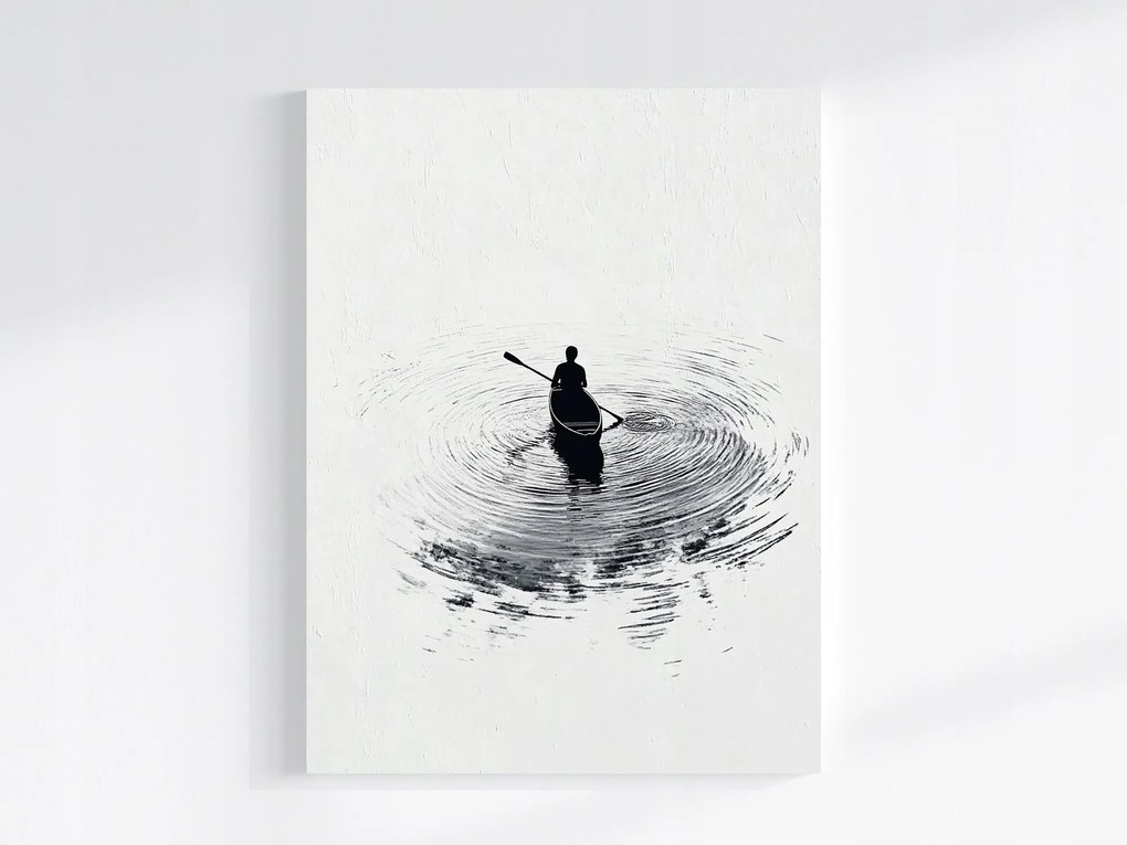 Vászonkép Canvas Grafika Ázsia Japán Sumi-e Víz Csónak 60x80