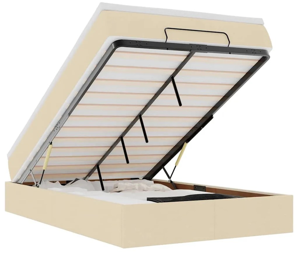 Ottomán ágykeret matraccal krém 120x200cm szövet