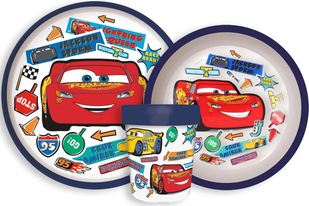 Disney Verdák Stickers Go csúszásmentes étkészlet, micro műanyag szett