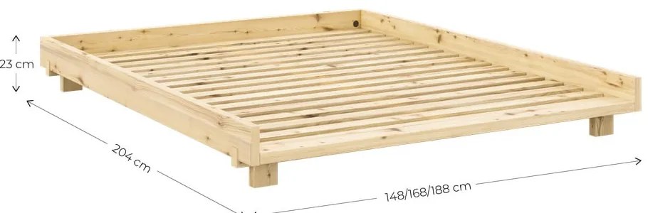 Natúr színű borovi fenyő franciaágy ágyráccsal 140x200 cm Social Bed – Karup Design