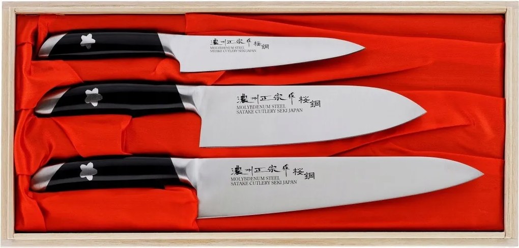 Satake Sakura 3 db-os séf késkészlet+Santoku+uniw