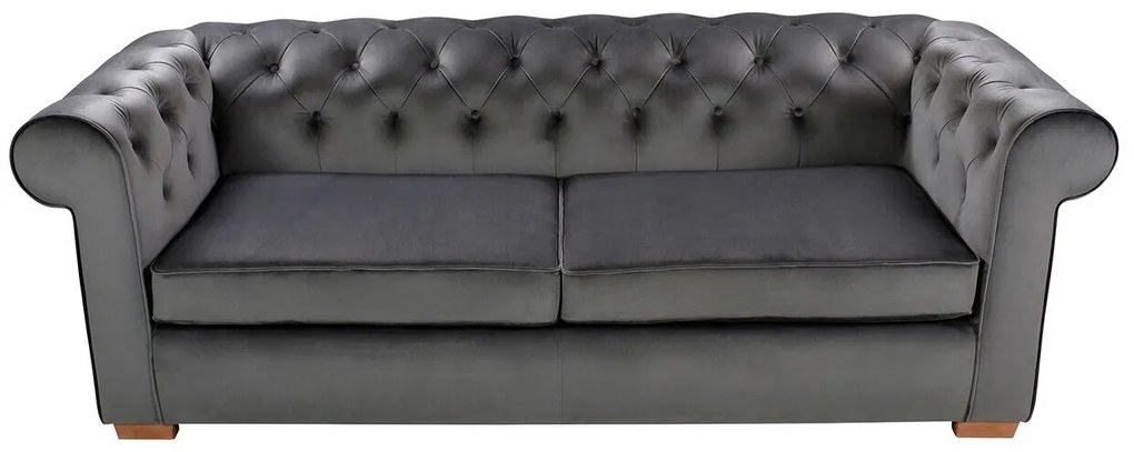 Oxford Chesterfield Kihúzható kanapé, 3 személyes 88x216x75 cm, antracitszürke