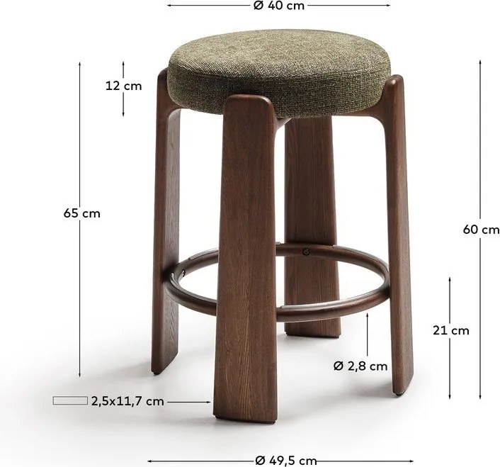 Zöld-sötét natúr színű kőrisfa bárszék (ülésmagasság 65 cm) Granite – Kave Home