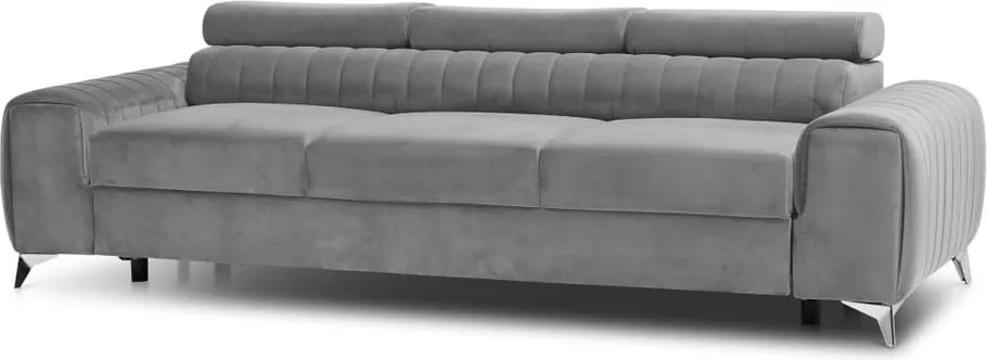 Világosszürke bársony kinyitható kanapé 261 cm Laurence – ELTAP