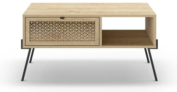 Natúr színű dohányzóasztal tölgyfa dekorral 60x100 cm Ecrin – Marckeric