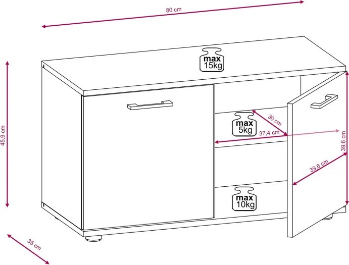 Előszoba bútor szett Wotan tölgy / fehér színkombinációban – SANTO