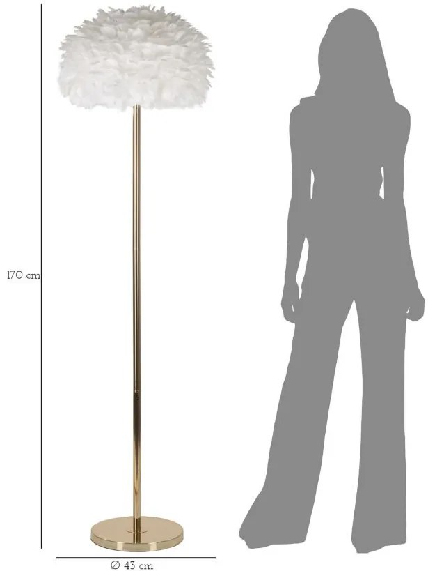 Állólámpa toll vékony fehér ø 43x170cm