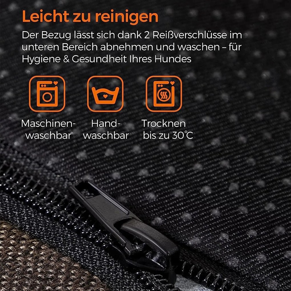 Kutyaágy, kivehető huzattal, l-es méret, barna | feandrea