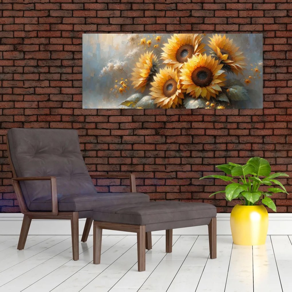 Kép - Napraforgók festménye (120x50 cm)