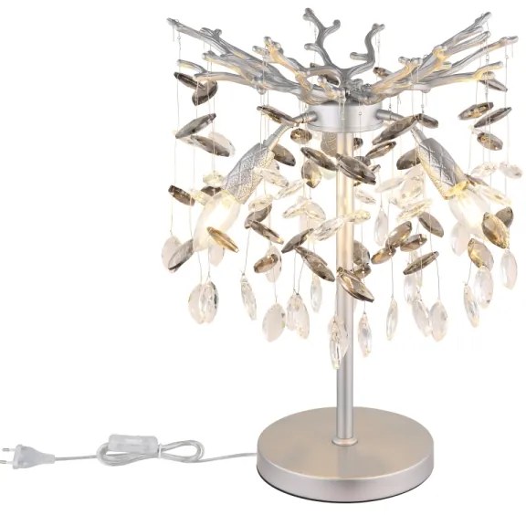 Globo 64138TS - QUEENA asztali lámpa 3x E14/40W/230V, ezüstszínű