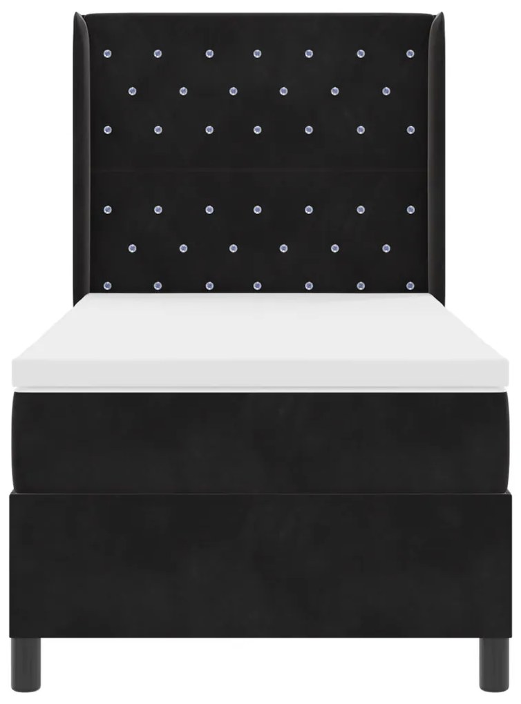 Boxspring Ágy Matrac és LED Fekete 100x200 cm Bársonyos