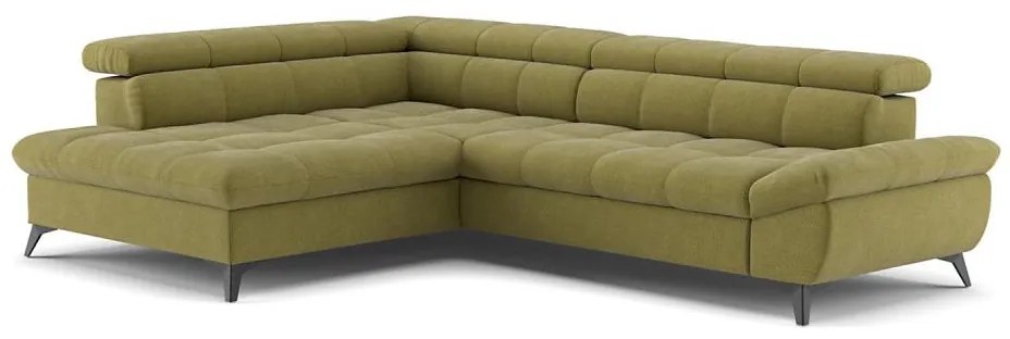 MARANO balos sarokkanapé, kihúzható, olívazöld