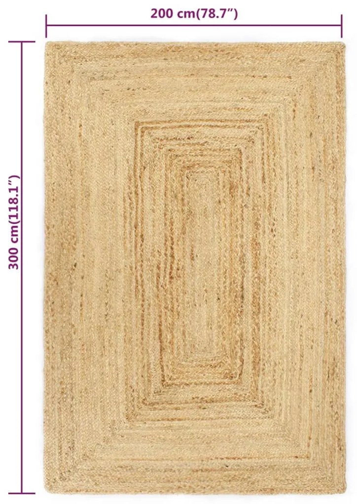 kézzel készített jutaszőnyeg 200 x 300 cm