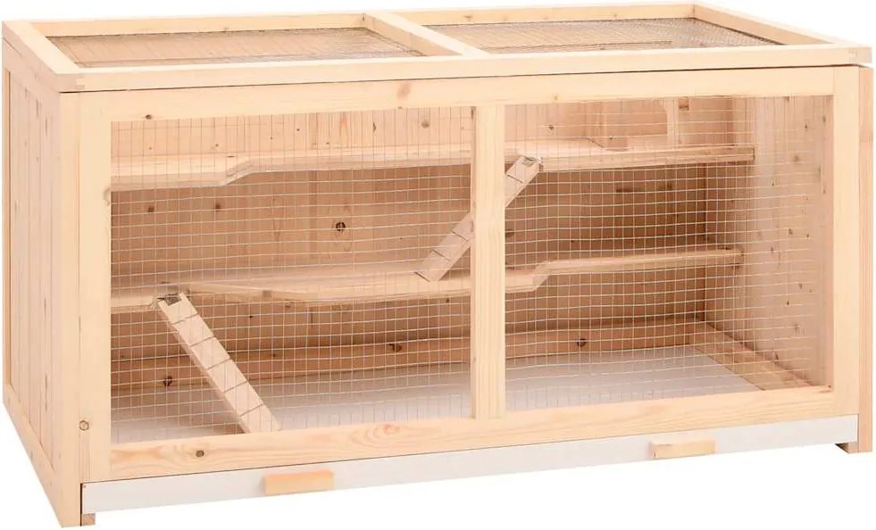 vidaXL tömör fenyőfa hörcsögketrec 104 x 52 x 54 cm