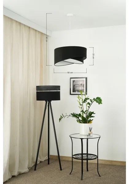 Brilagi - LED Csillár zsinóron LYRA 1xE27/15W/230V fekete/fehér