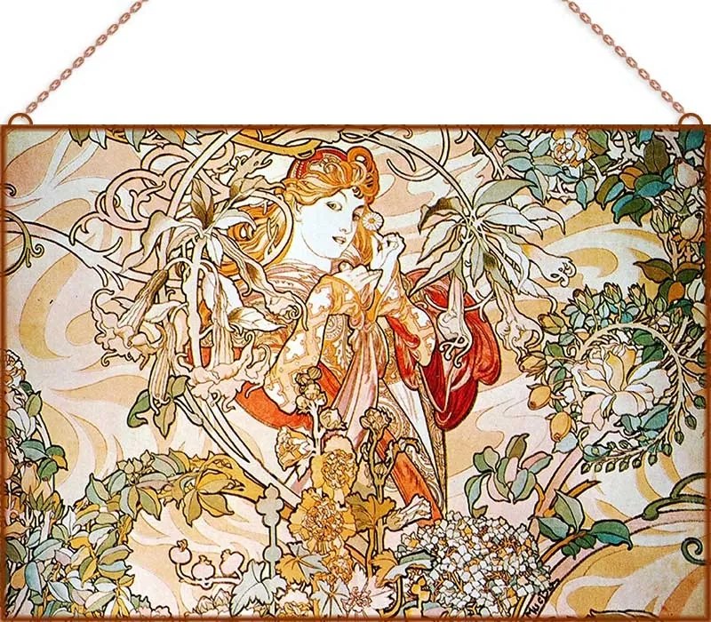 Alfons Mucha - Woman with Daisy üvegkép, falikép