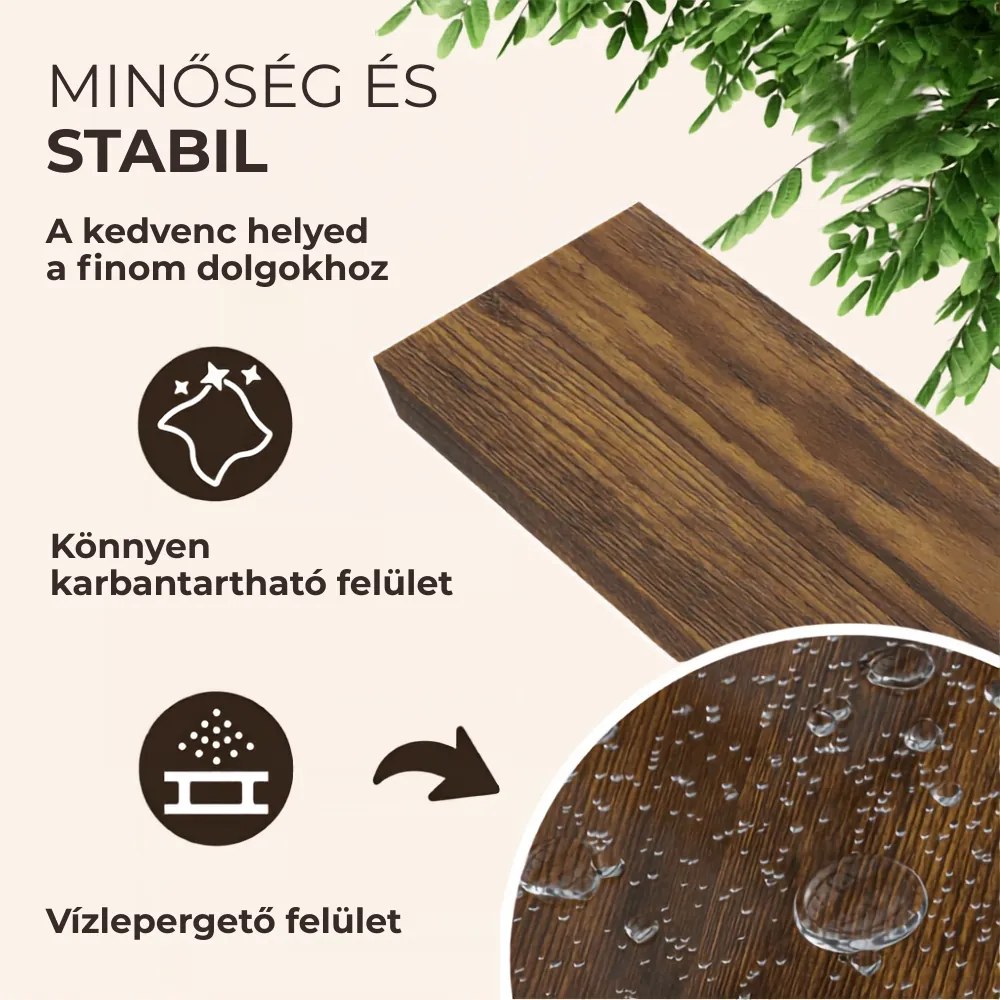 FIGO + fali polc konzollal, 50cm, sötét tölgy Casaria