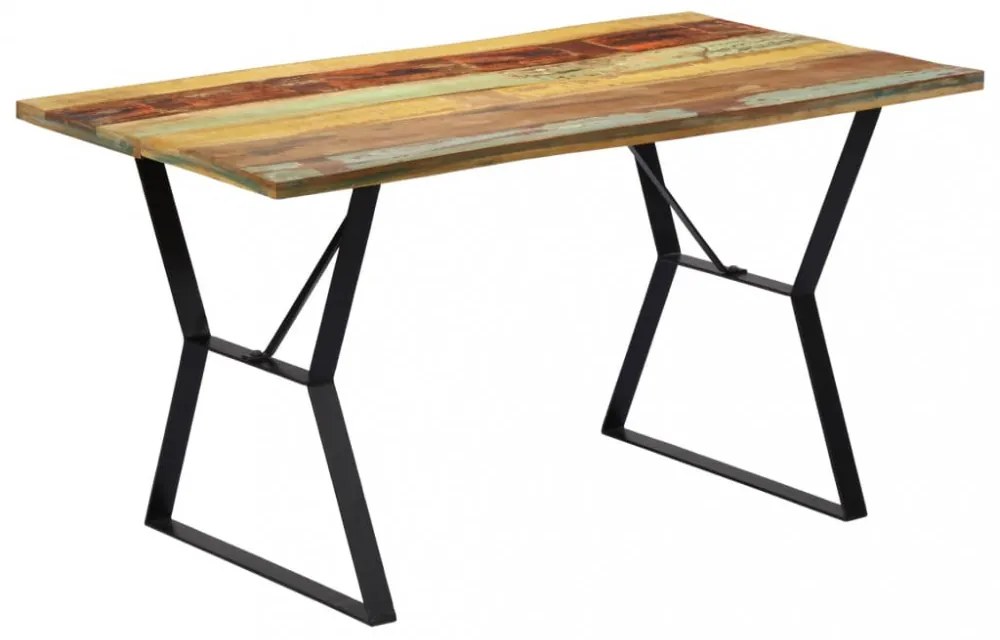 tömör újrahasznosított fa étkezőasztal 140 x 80 x 76 cm