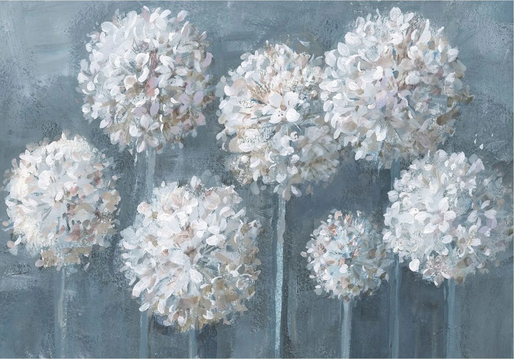 Fotótapéta Hortenzia fehér virágok nyugalom szürke-kék háttér 200x140 +ragasztó