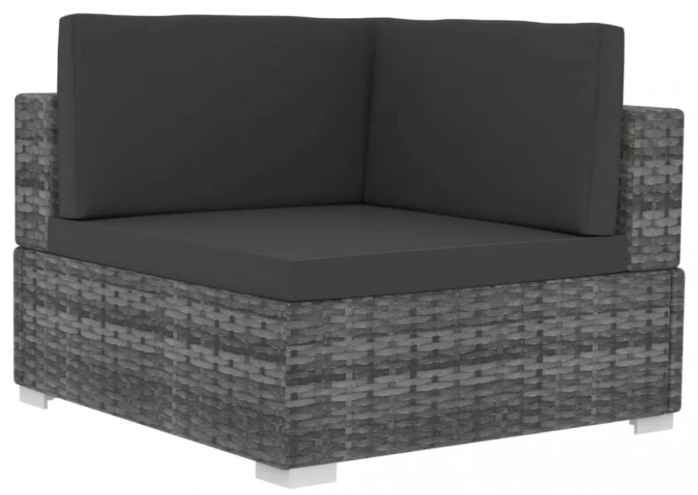 4 részes szürke polyrattan kerti kanapészett párnákkal