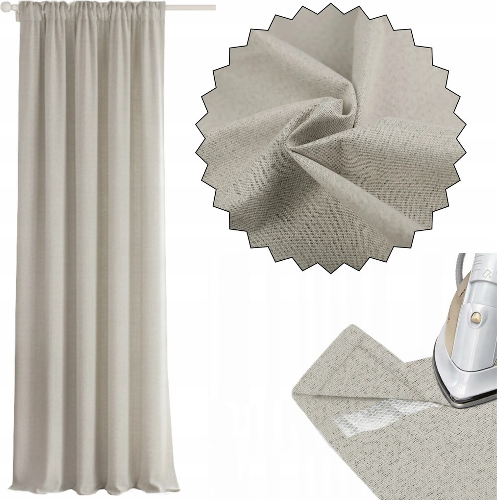 Sötétítő Függöny Lenvászon +rövidítő Szalag 140x250 Bézs