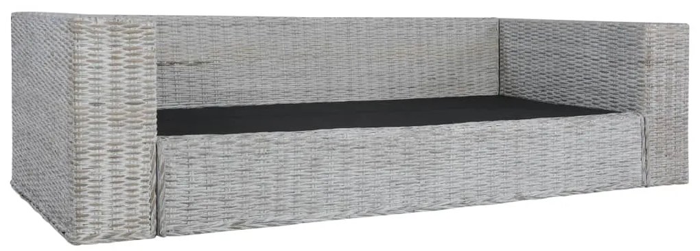 3 személyes szürke természetes rattan kanapé párnával