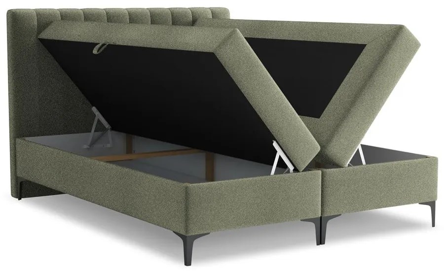 Zöld ágyneműtartós boxspring ágy 180x200 cm Puhala – Makamii
