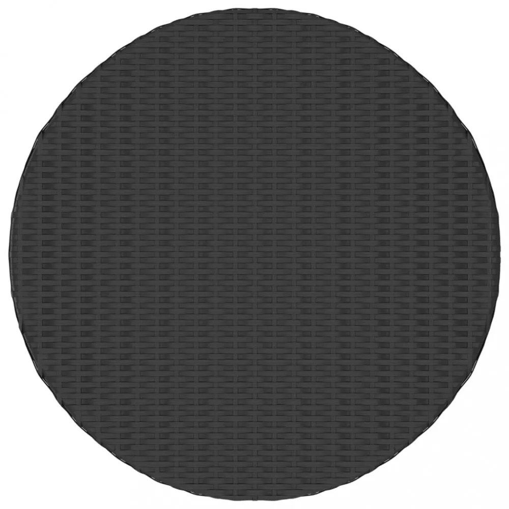 fekete polyrattan teázóasztal 68 x 68 x 30 cm