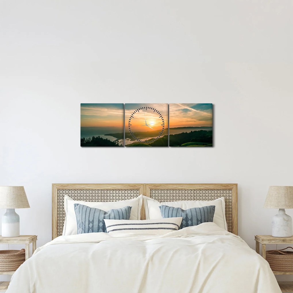Napkelte a tenger felett (órával) (90x30 cm)
