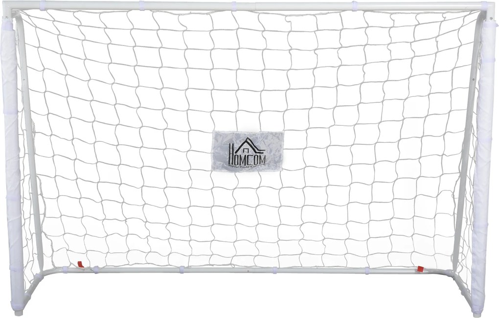 HOMCOM Foci Kapu - Labdarúgó Kapu - Edzőkapu méretei 186L x 62W x 123H cm - fémszerkezet, PE háló - pecek és szerszám tartozik - fehér | Aosom