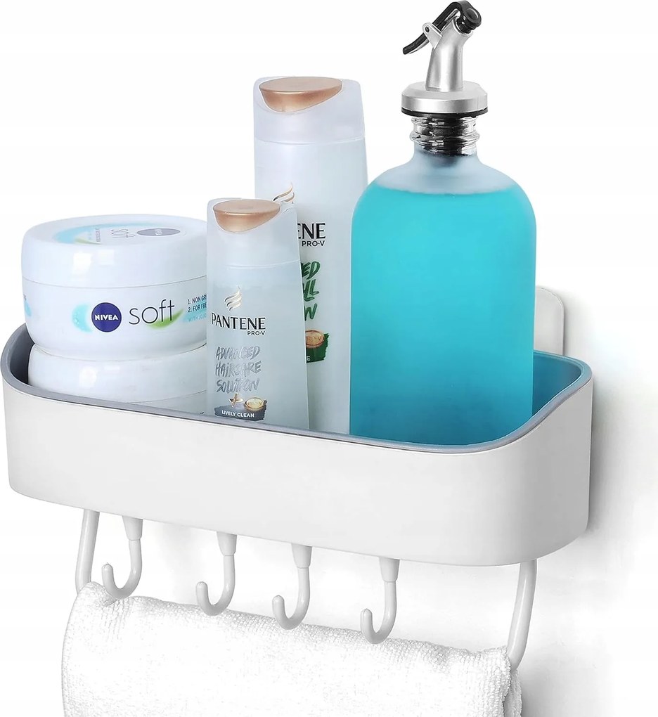 Fürdőszobai polc akasztó Fúrás nélküli zuhany rendszerező Krémszínű