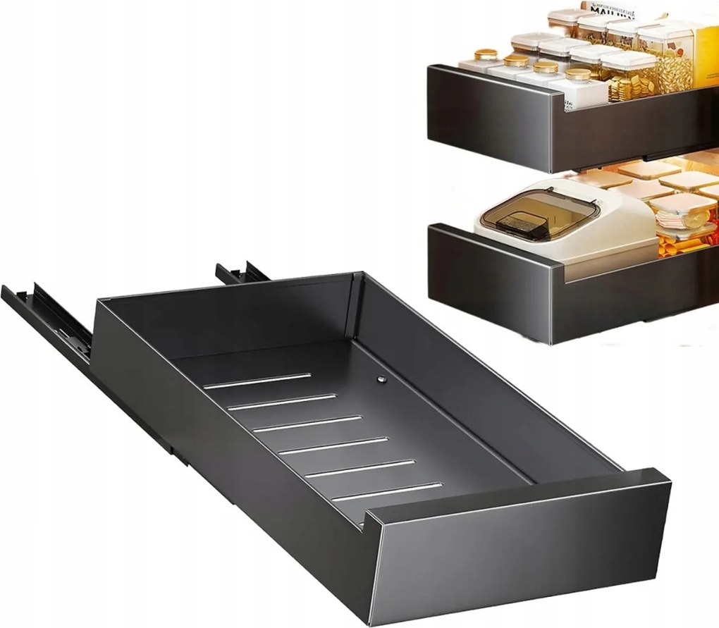 Konyhai Fiók Kihúzható Állítható Kihúzható Konyhai Fiók Fekete 25kg 43CM