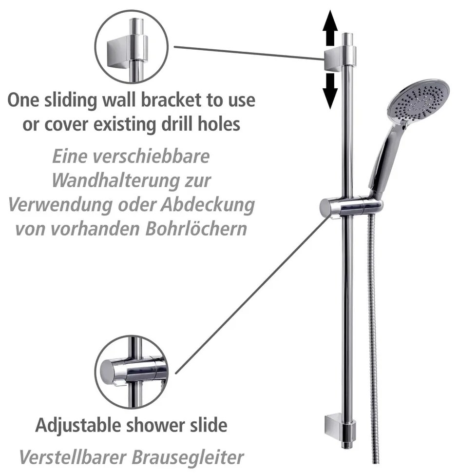 Fényes ezüstszínű rozsdamentes acél zuhanyszett 66 cm Young – Wenko