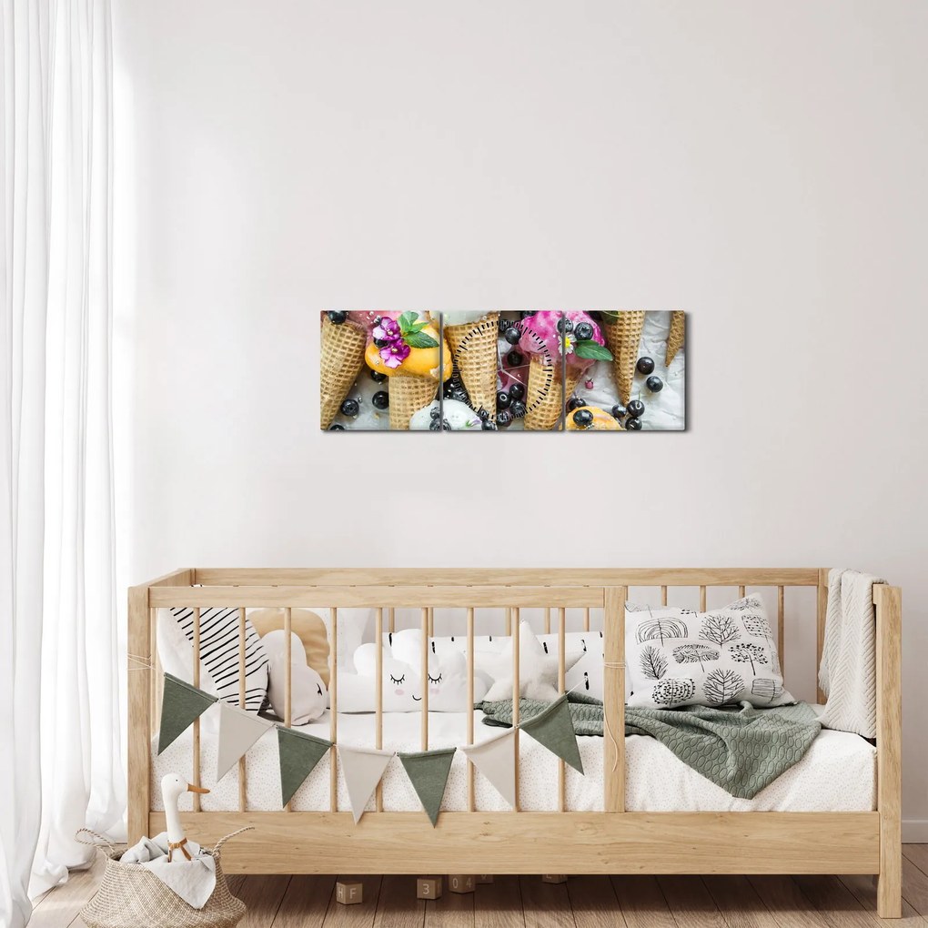 Fagylaltok képe (órával) (90x30 cm)