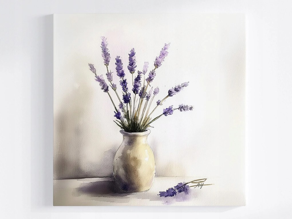 Vászonkép Canvas Dekoráció Virágok Levendula Váza Természet 40x40