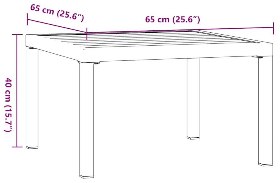fekete alumínium kerti dohányzóasztal 65 x 65 x 40 cm