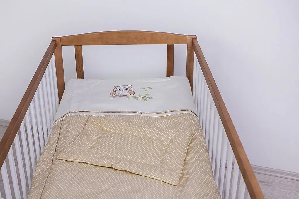 2 részes babaágynemű szett - Lulu bagoly , bézs pöttyös