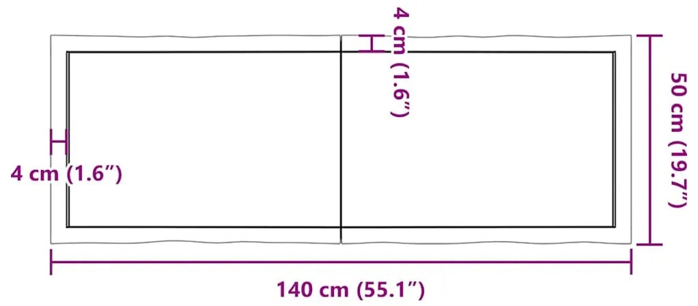 világosbarna kezelt tömör asztallap 140x50x(2-4) cm