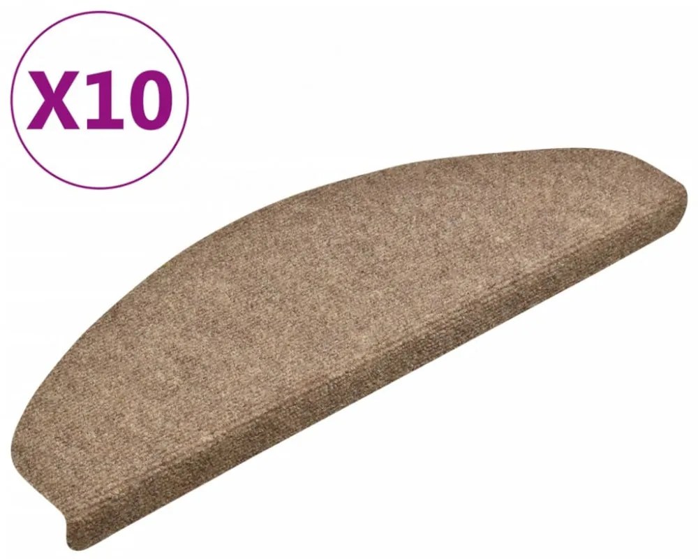 10 db krémszínű tűlyukasztott öntapadó lépcsőszőnyeg 65x21x4 cm
