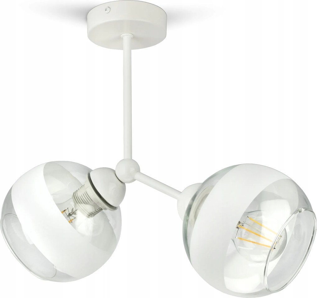 Mennyezeti Függő Lámpa Csillár Fehér Üveg Gömbök White Belt D2 Led E27