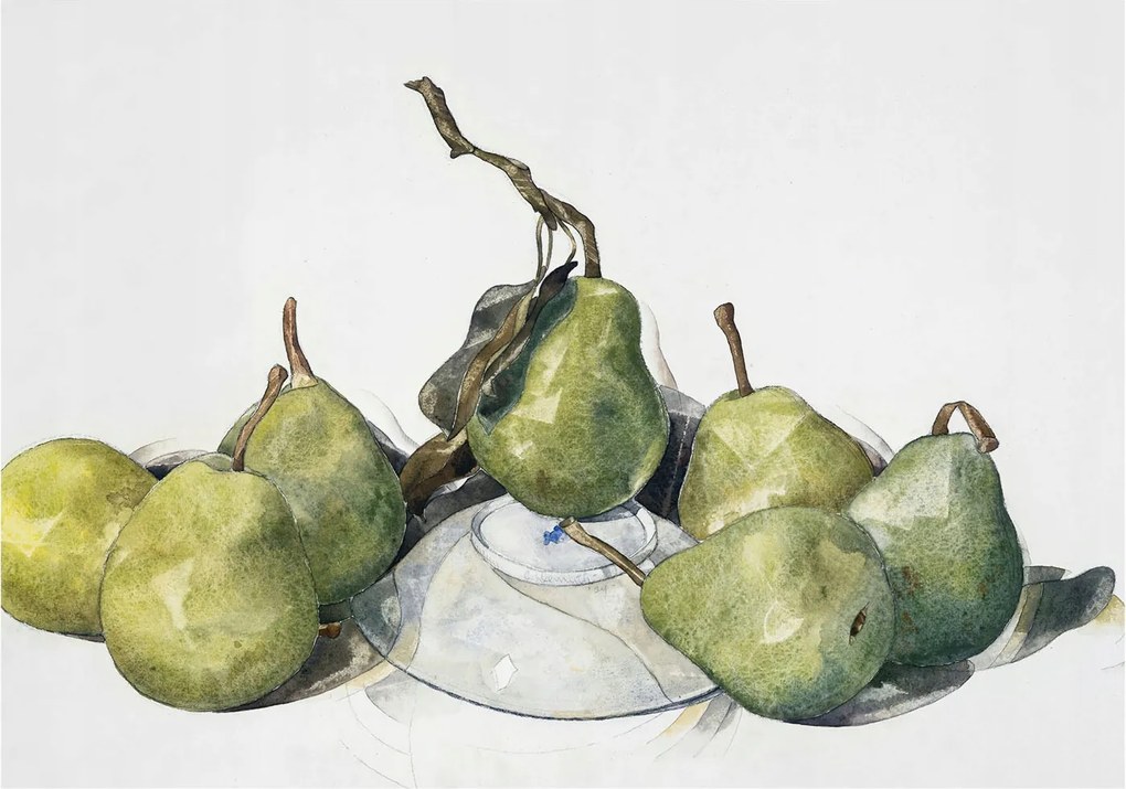 Divatos 3D fali tapéta Körte akvarell 208x146 ragasztóval