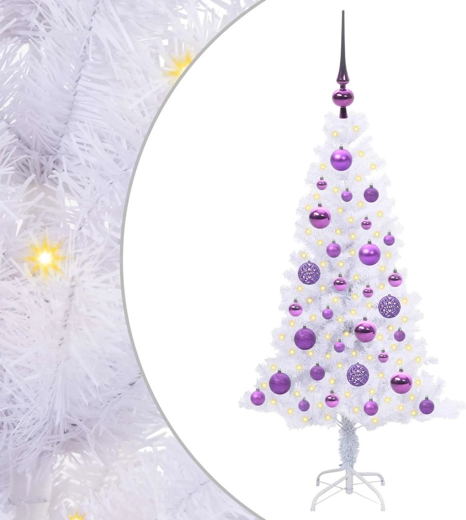 vidaXL Mű karácsonyfa 150 LED-del állvánnyal Fehér 120 cm PVC és Acél