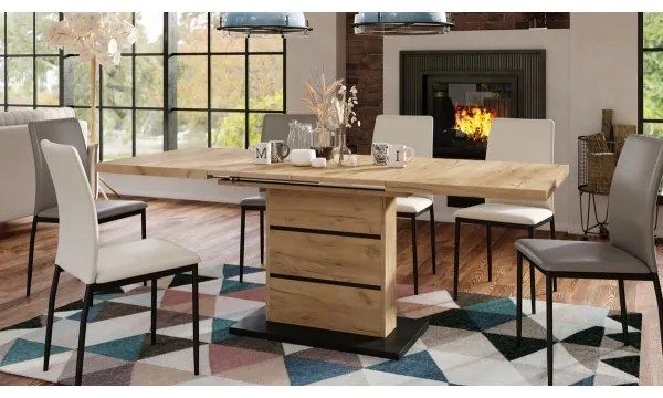 Kinyitható PAOLO étkezőasztal craft tölgy/fekete