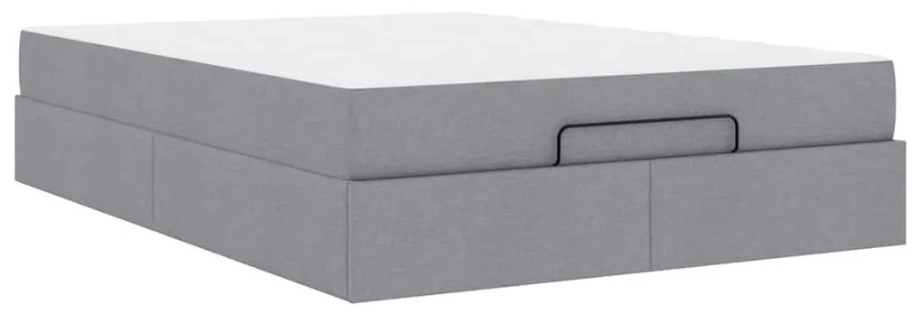 Ágykeret matracmal Világosszürke 140 x 190 cm szövet