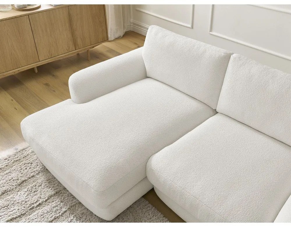 Fehér buklé sarokkanapé (bal oldali-heverő résszel) Leonore – Bobochic Paris