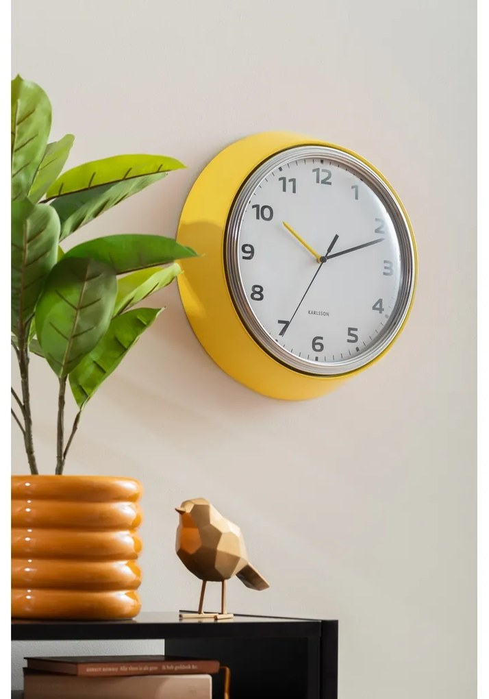Karlsson 6006YE design falióra, sárga, átmérő 34cm